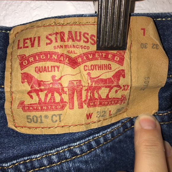 Levi’s 501 CT Handmade Distressed DarkWash Jeans Sz: 32 - Picture 6 of 10